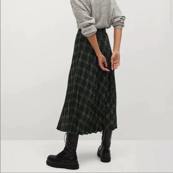 NWT Mango pleated tartan/plaid maxi skirt - Picture 2 of 7